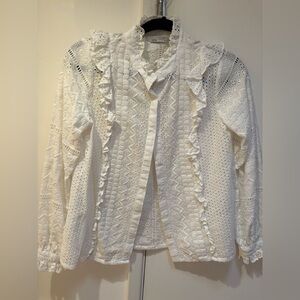 Zara long sleeve eyelet shirt blouse